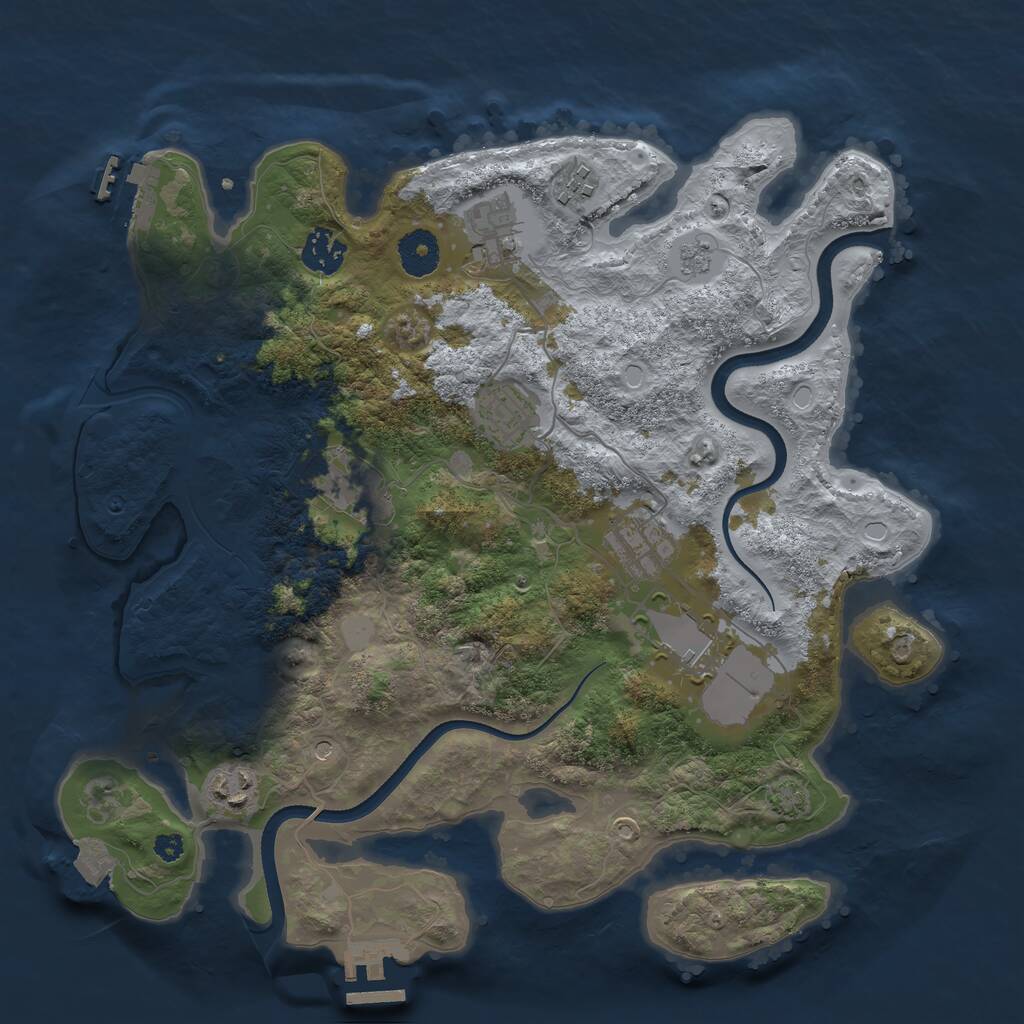 Rust Map: Procedural Map, Size: 3500, Seed: 1703377610, 14 Monuments