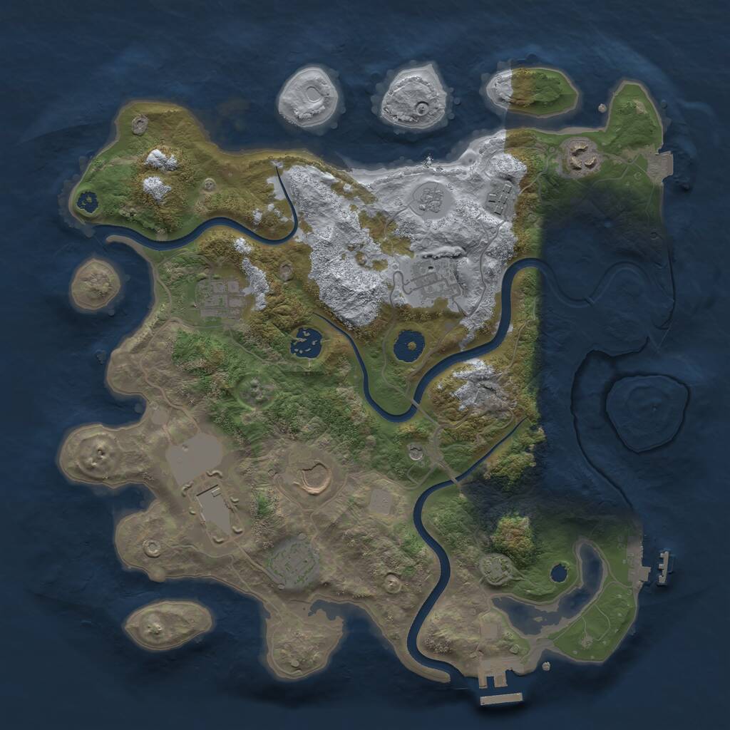 Rust Map: Procedural Map, Size: 3500, Seed: 20837, 14 Monuments