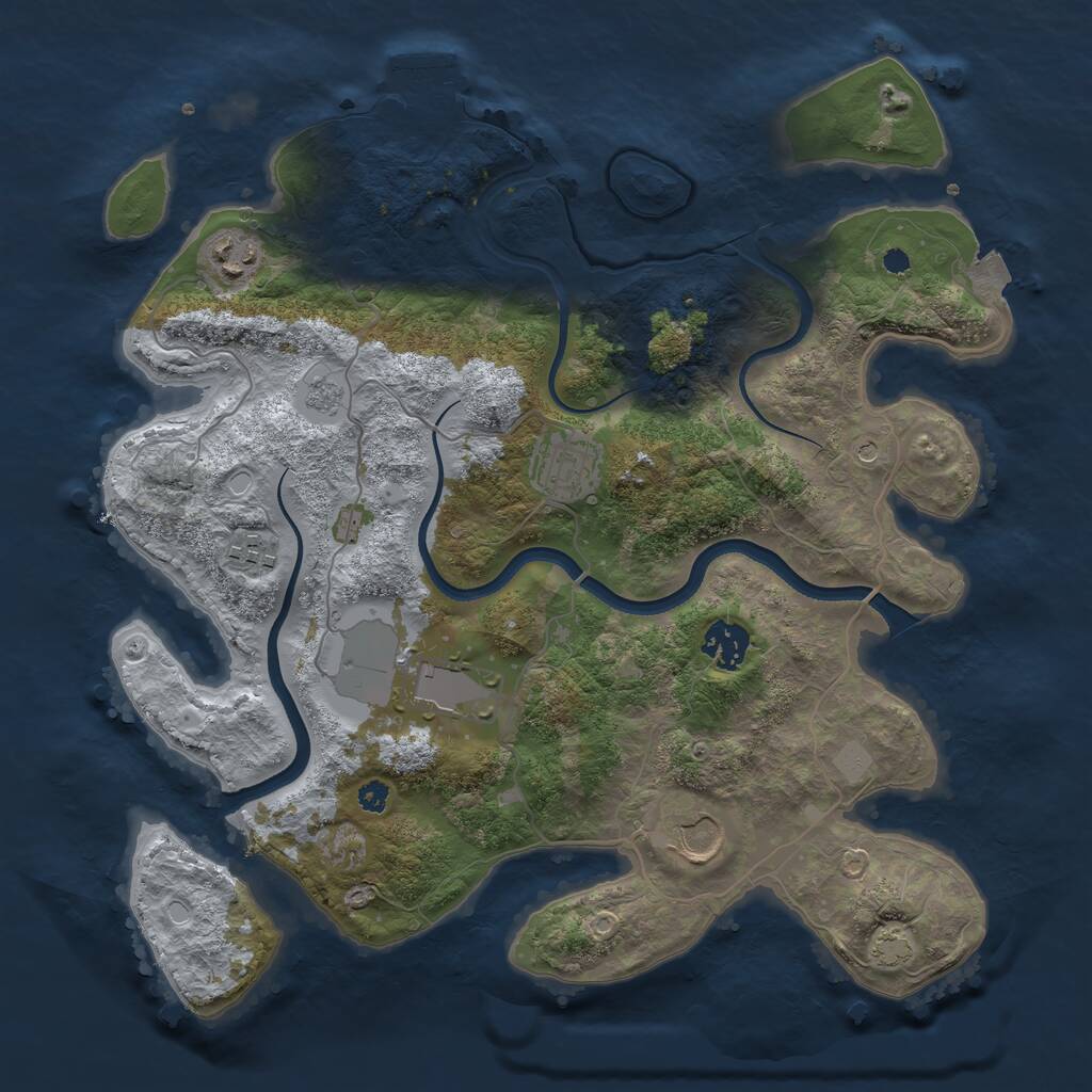 Rust Map: Procedural Map, Size: 3500, Seed: 1155822024, 11 Monuments