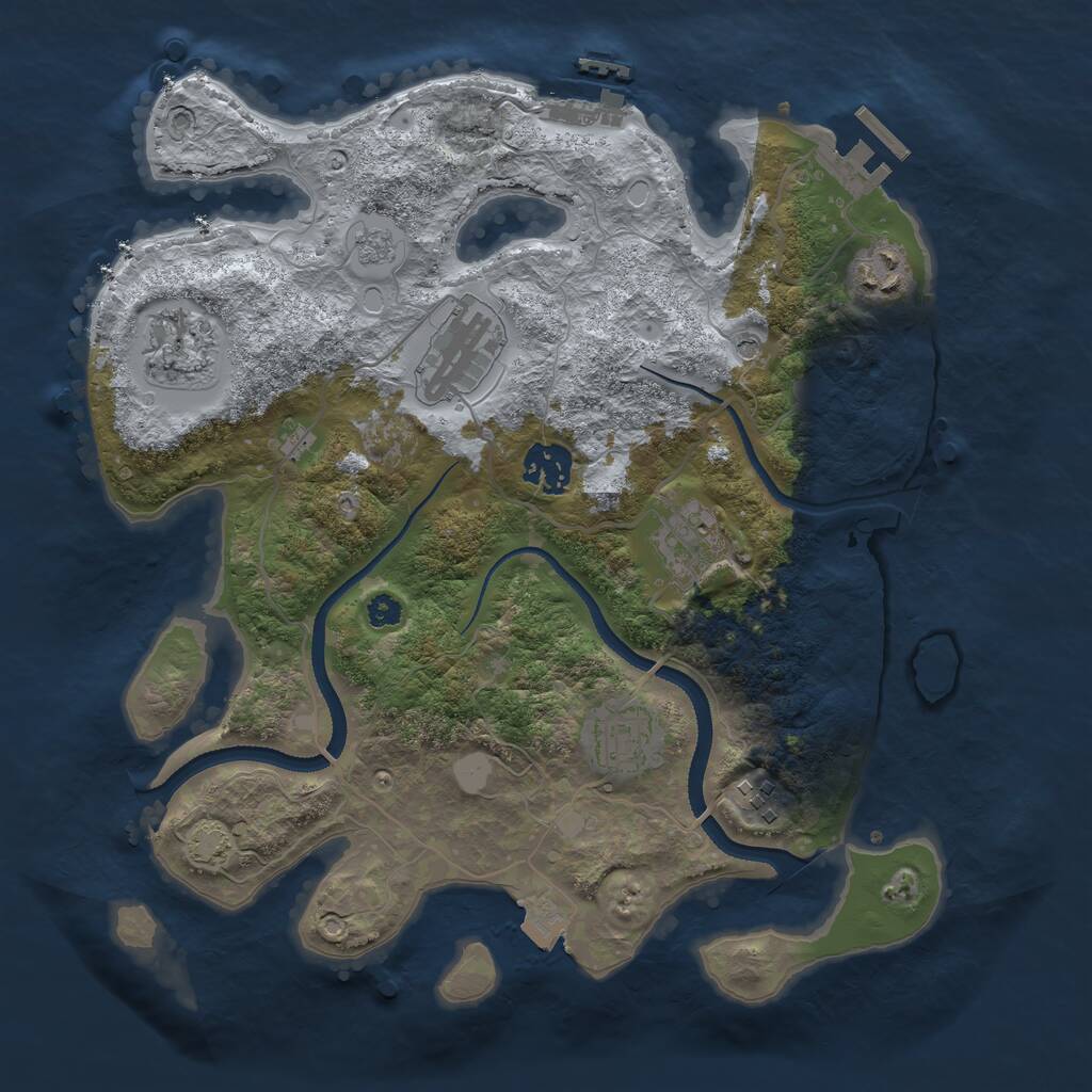 Rust Map: Procedural Map, Size: 3250, Seed: 17762077, 13 Monuments