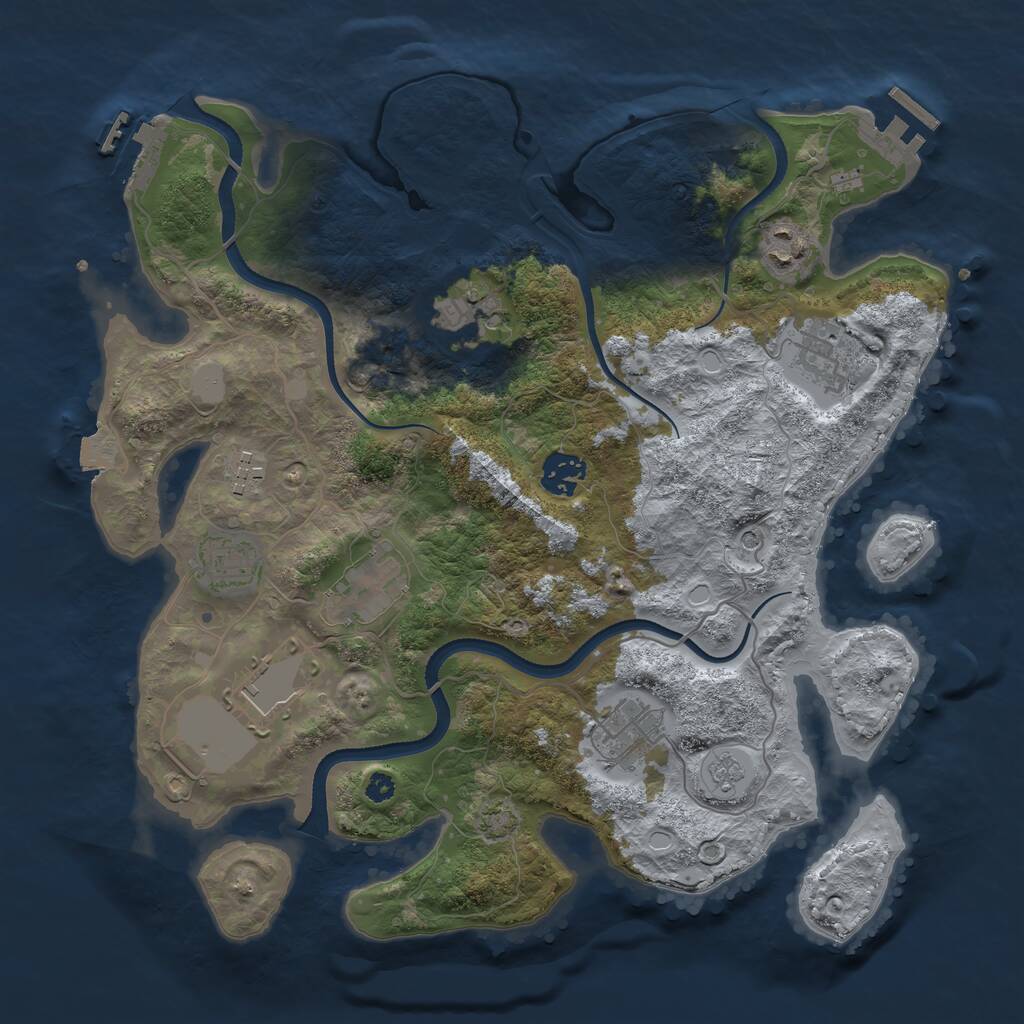 Rust Map: Procedural Map, Size: 3500, Seed: 303452624, 15 Monuments