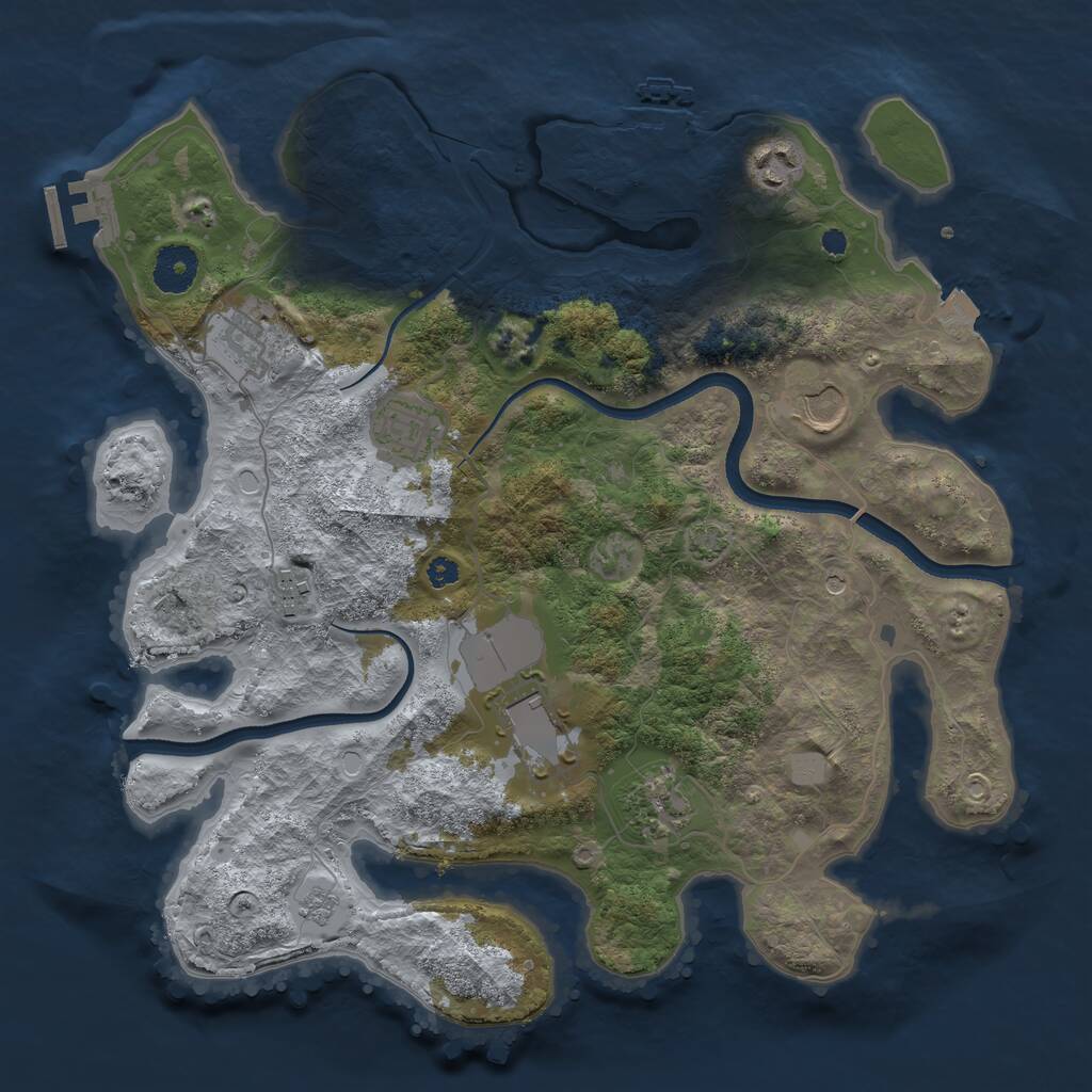 Rust Map: Procedural Map, Size: 3500, Seed: 1850399446, 13 Monuments