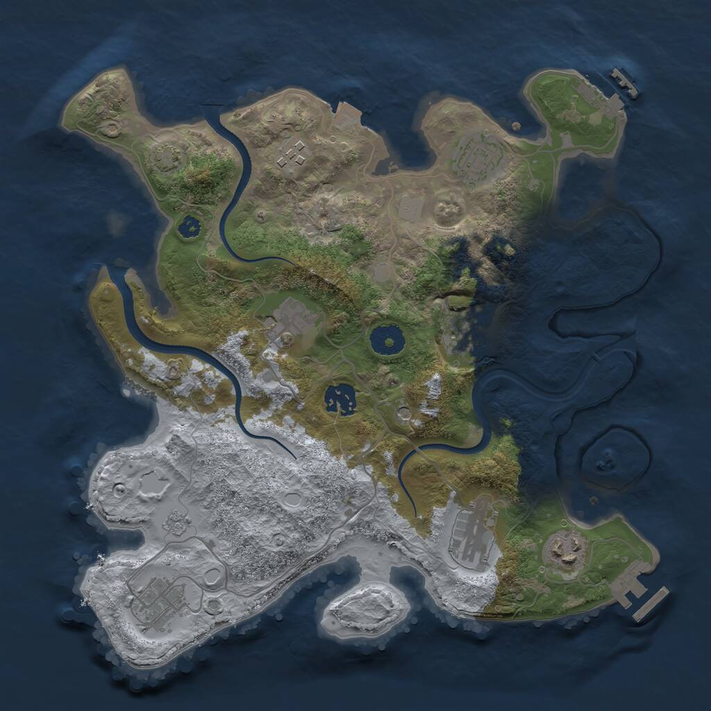 Rust Map: Procedural Map, Size: 3250, Seed: 1767088091, 14 Monuments