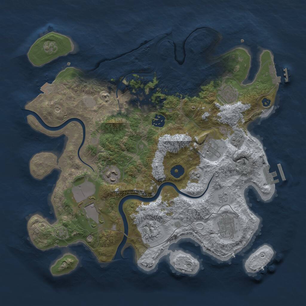 Rust Map: Procedural Map, Size: 3500, Seed: 1206999848, 15 Monuments