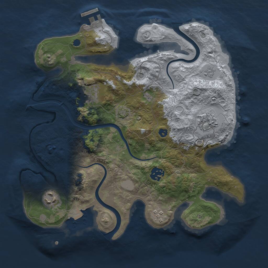 Rust Map: Procedural Map, Size: 3000, Seed: 1262113233, 10 Monuments