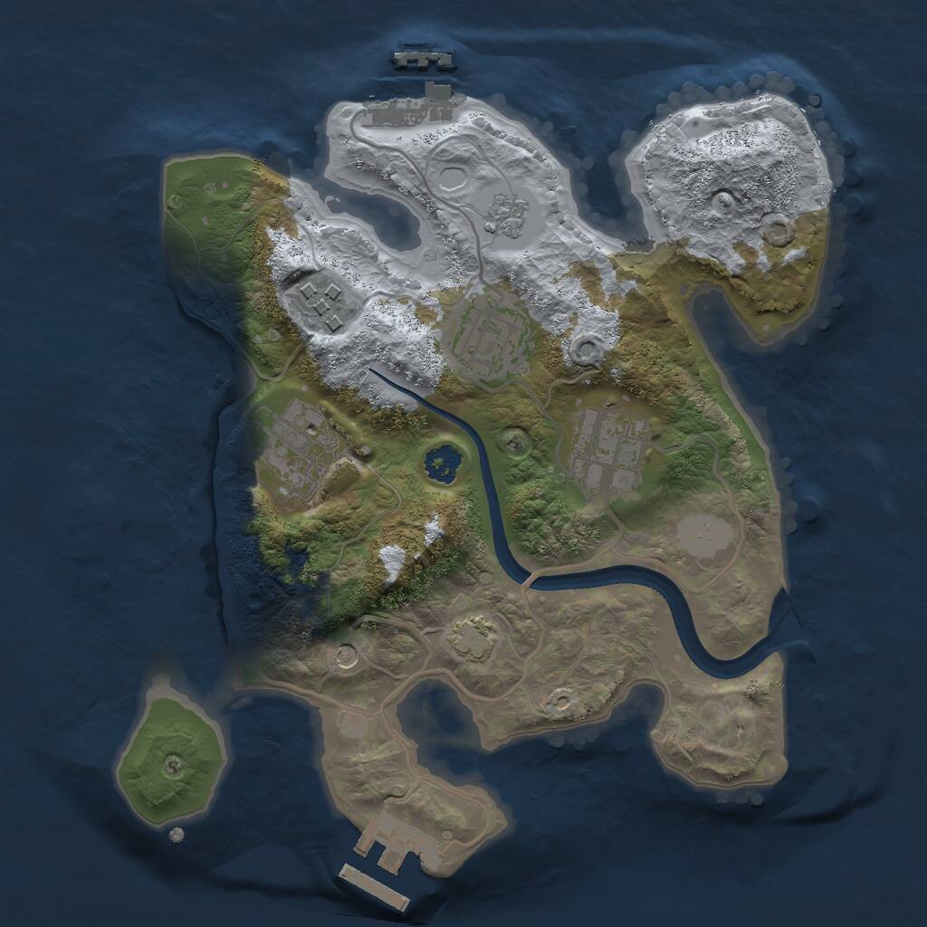 Rust Map: Procedural Map, Size: 2500, Seed: 1687749445, 10 Monuments