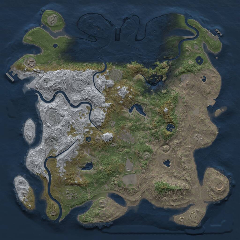 Rust Map: Procedural Map, Size: 4500, Seed: 592564844, 16 Monuments