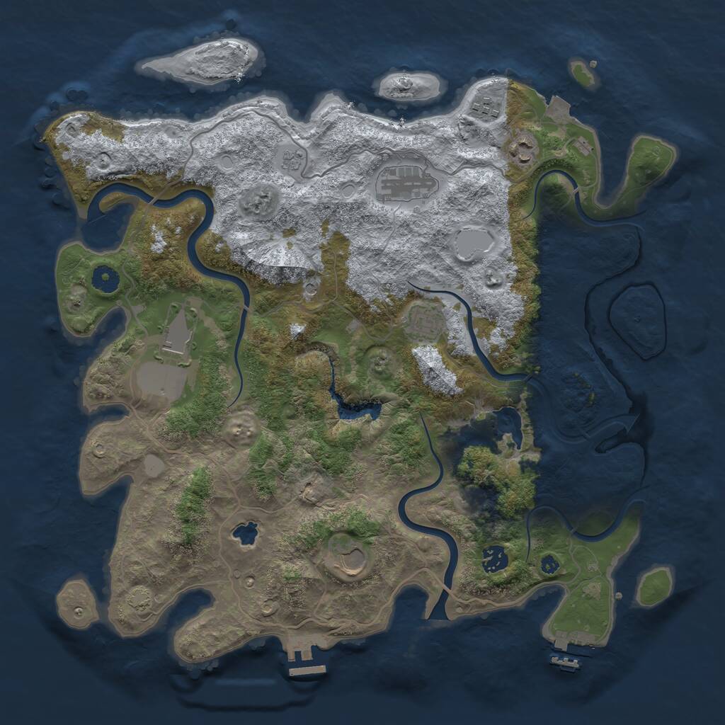 Rust Map: Procedural Map, Size: 4000, Seed: 1490112425, 13 Monuments