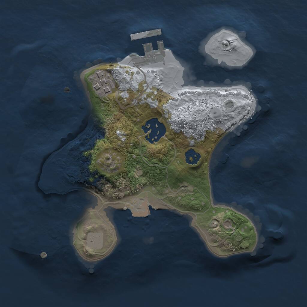 Rust Map: Procedural Map, Size: 2000, Seed: 1442662874, 4 Monuments
