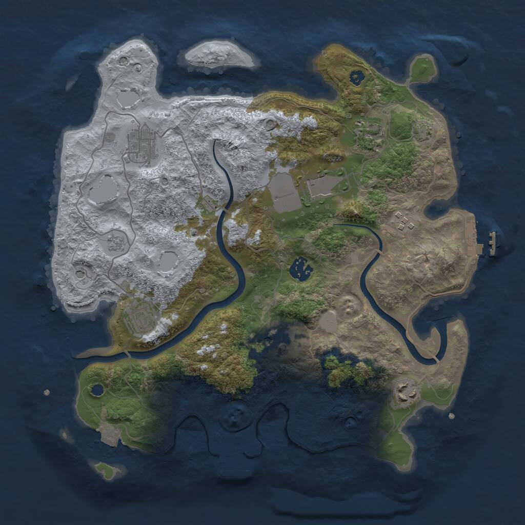 Rust Map: Procedural Map, Size: 3500, Seed: 1551054416, 14 Monuments
