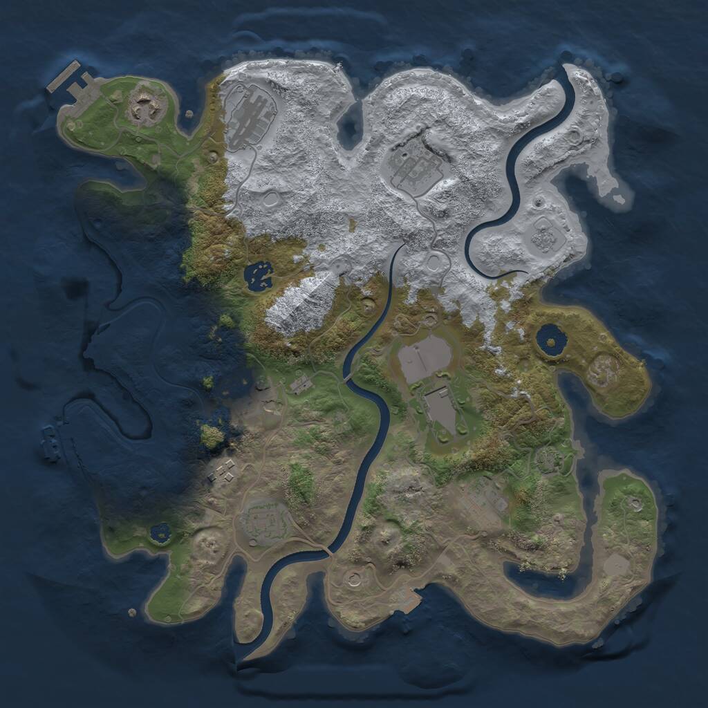Rust Map: Procedural Map, Size: 3500, Seed: 1172817154, 15 Monuments