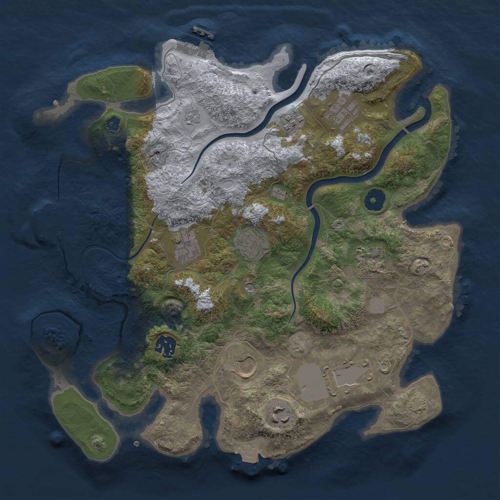 Rust Map: Procedural Map, Size: 3500, Seed: 1072434251, 15 Monuments