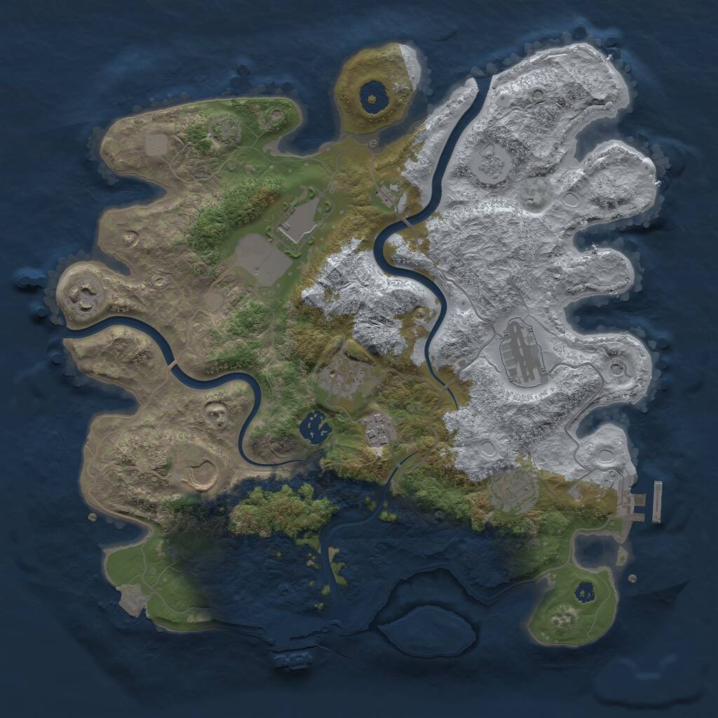 Rust Map: Procedural Map, Size: 3500, Seed: 877939513, 14 Monuments
