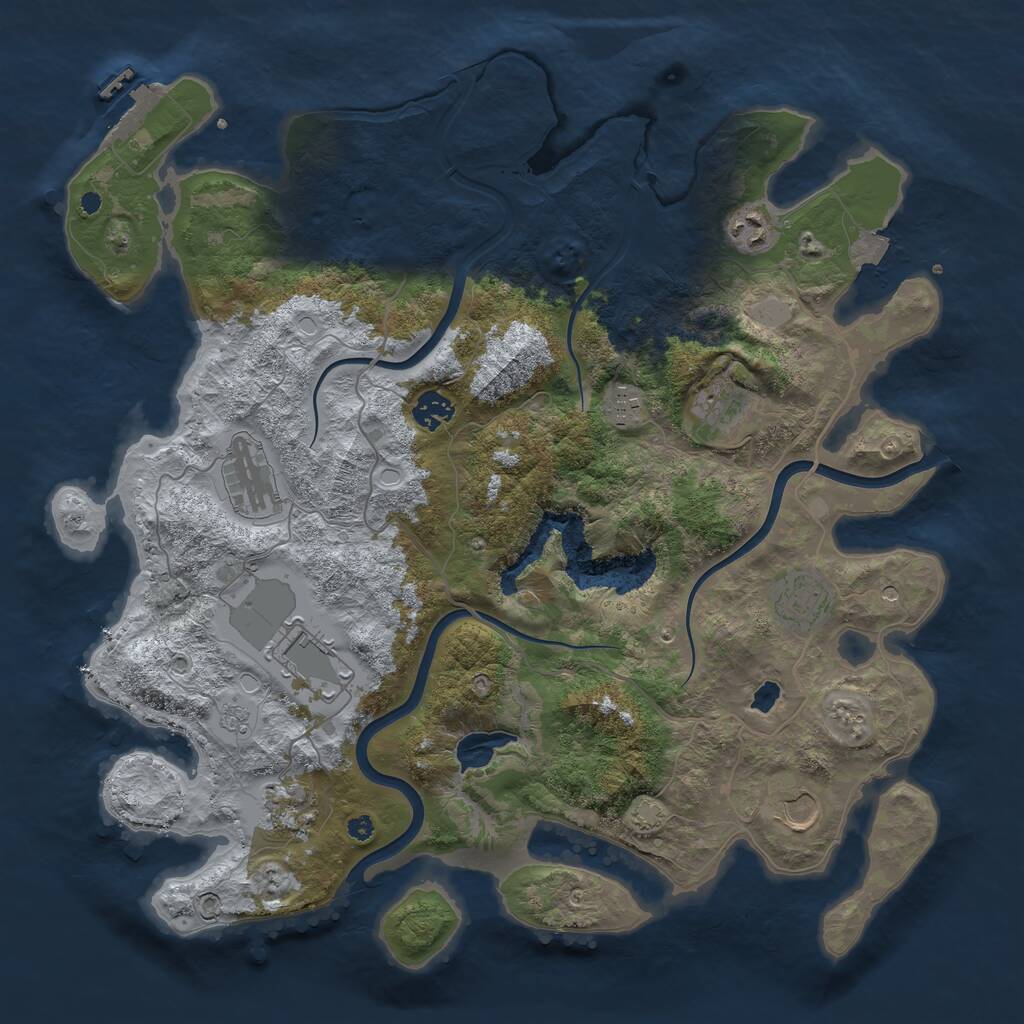 Rust Map: Procedural Map, Size: 4000, Seed: 2728, 14 Monuments