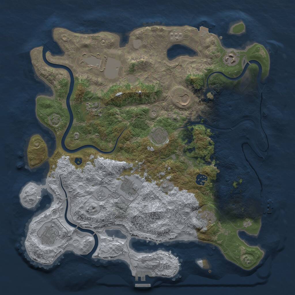 Rust Map: Procedural Map, Size: 3850, Seed: 861896832, 16 Monuments