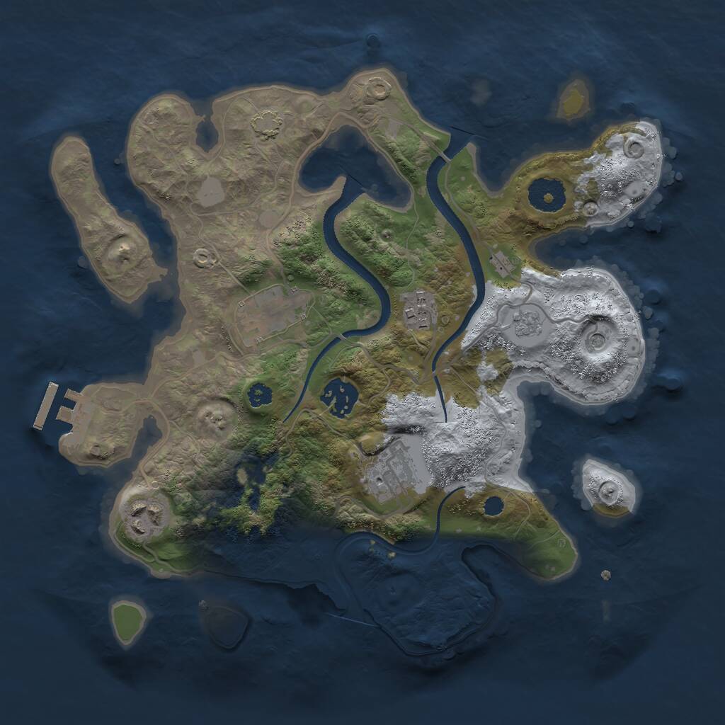 Rust Map: Procedural Map, Size: 3000, Seed: 16682, 10 Monuments