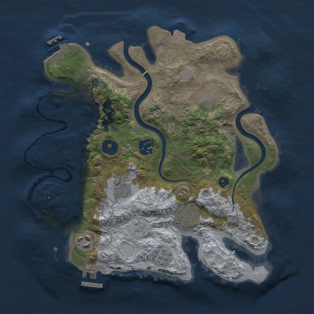 Rust Map: Procedural Map, Size: 3000, Seed: 965870801, 12 Monuments