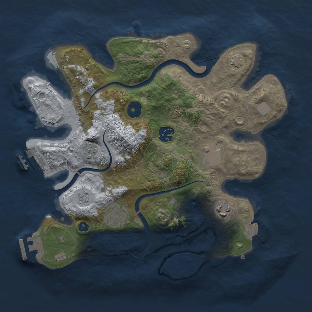 Rust Map: Procedural Map, Size: 3000, Seed: 2477672, 10 Monuments