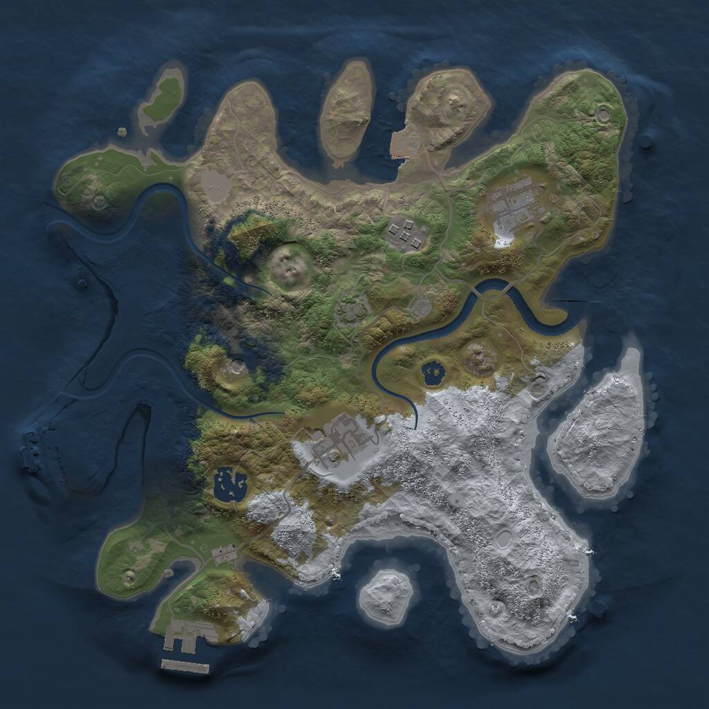 Rust Map: Procedural Map, Size: 3000, Seed: 1973245, 9 Monuments