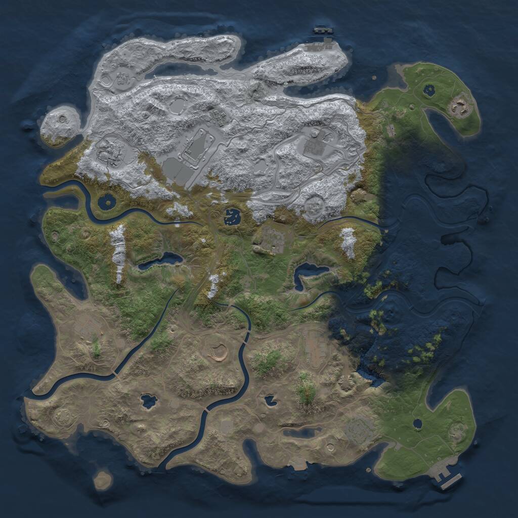 Rust Map: Procedural Map, Size: 4500, Seed: 1876980020, 17 Monuments