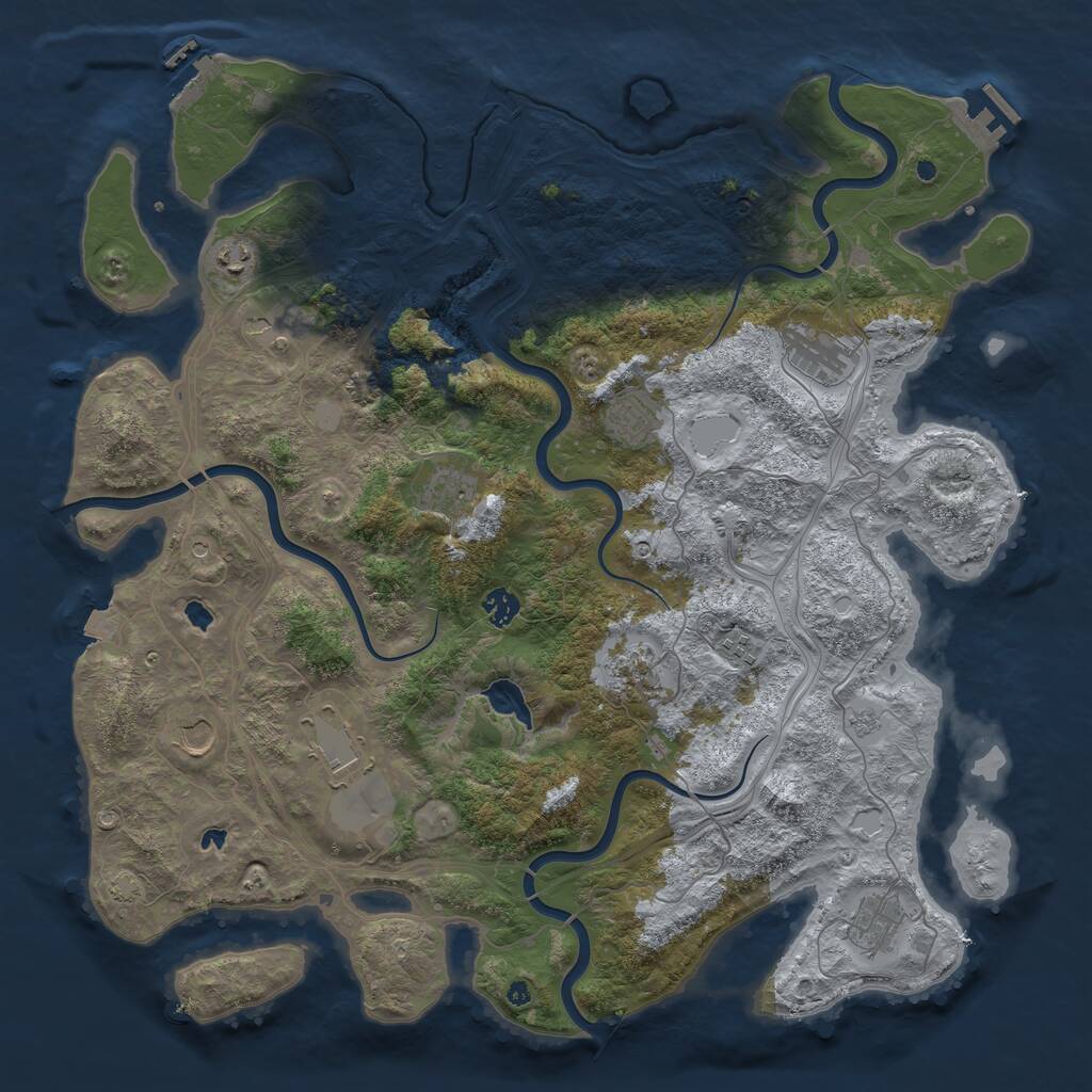 Rust Map: Procedural Map, Size: 4500, Seed: 297022702, 17 Monuments
