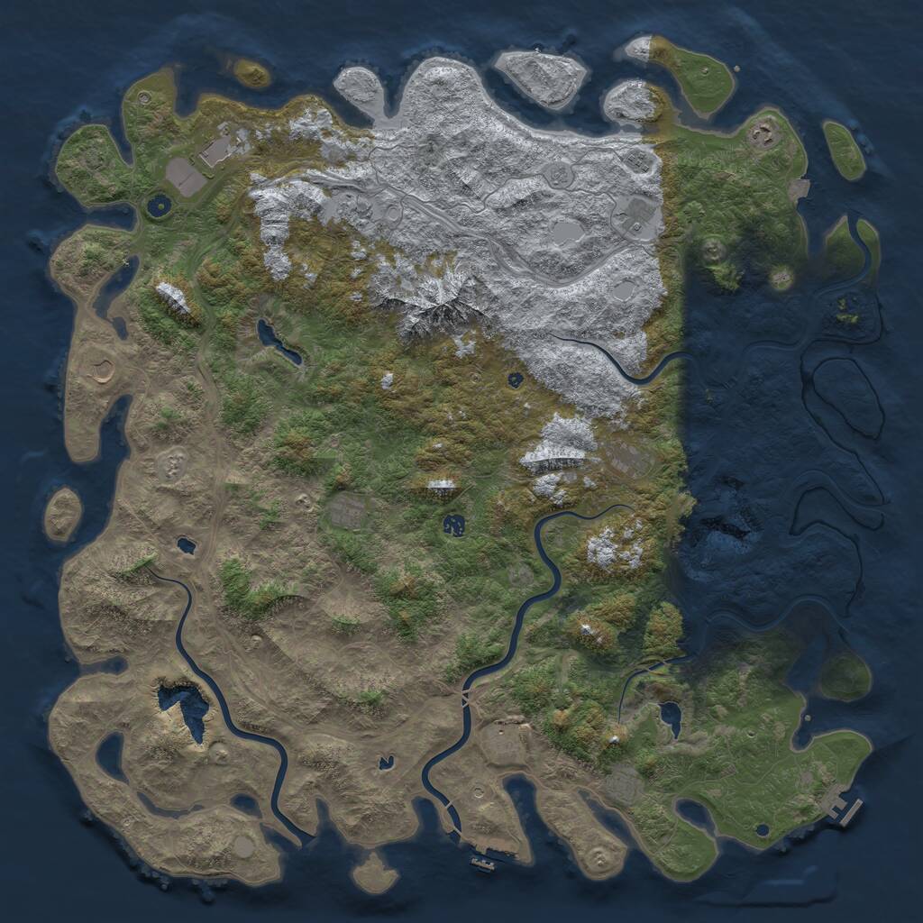 Rust Map: Procedural Map, Size: 6000, Seed: 424652142, 17 Monuments