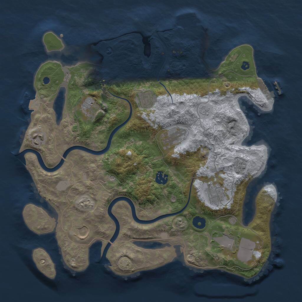 Rust Map: Procedural Map, Size: 3500, Seed: 135849073, 15 Monuments