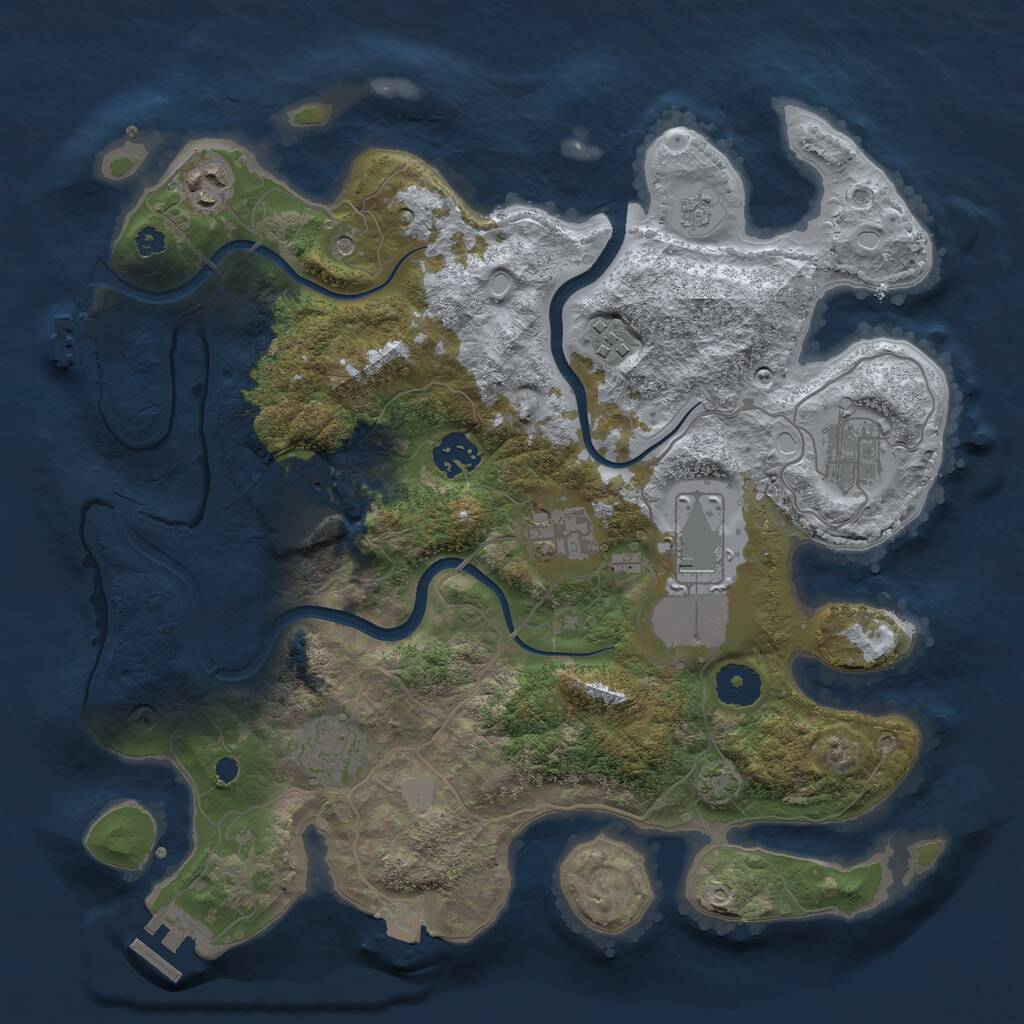 Rust Map: Procedural Map, Size: 3500, Seed: 789850, 14 Monuments