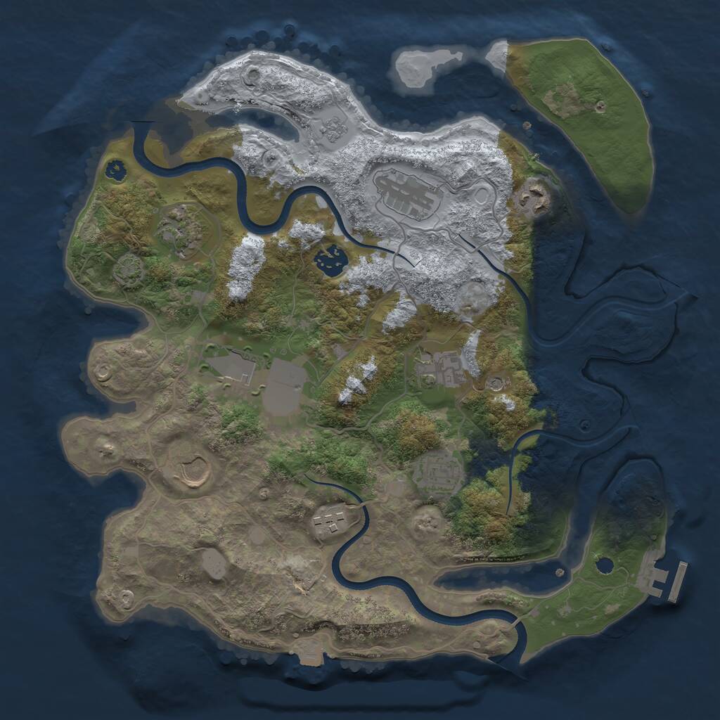 Rust Map: Procedural Map, Size: 3500, Seed: 35744466, 14 Monuments