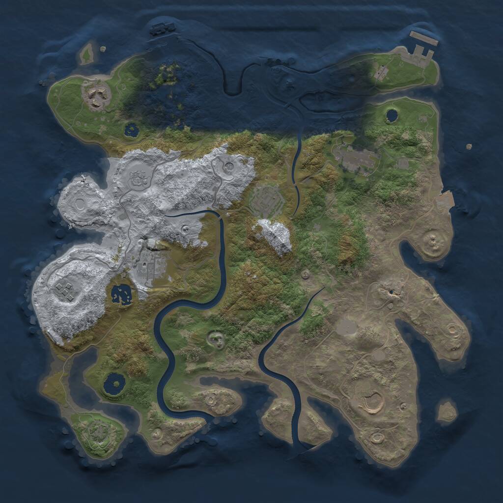 Rust Map: Procedural Map, Size: 3500, Seed: 93809, 13 Monuments