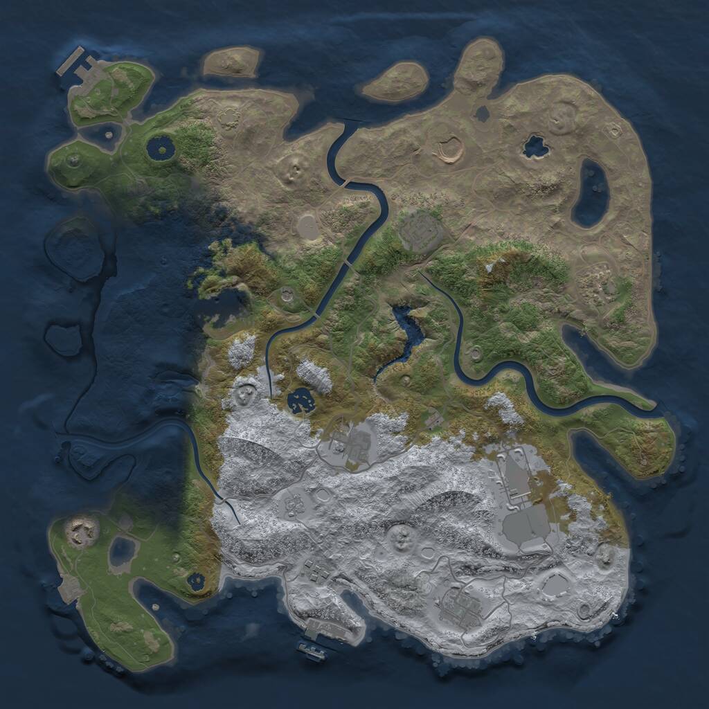 Rust Map: Procedural Map, Size: 4000, Seed: 423075236, 16 Monuments