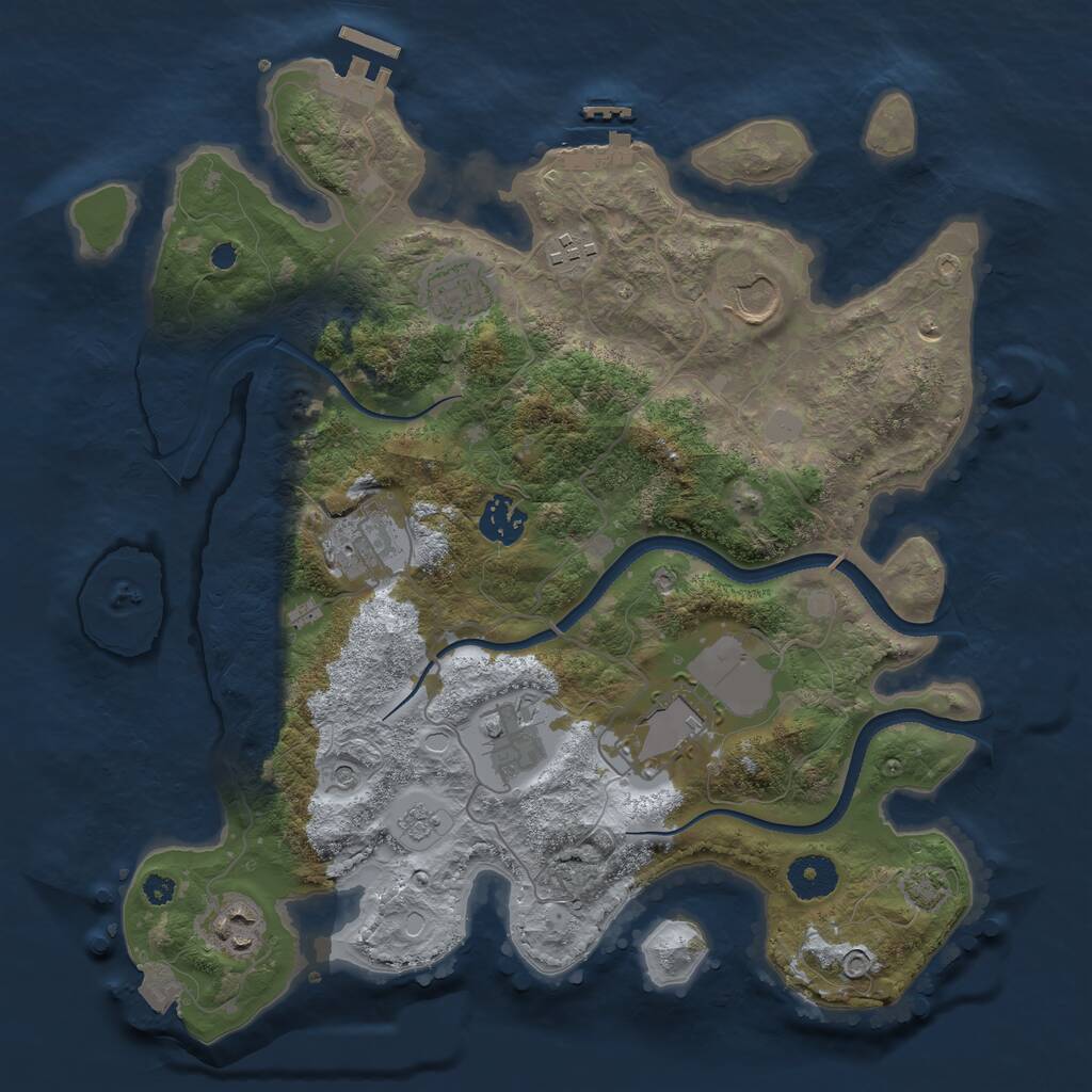 Rust Map: Procedural Map, Size: 3500, Seed: 70722655, 14 Monuments