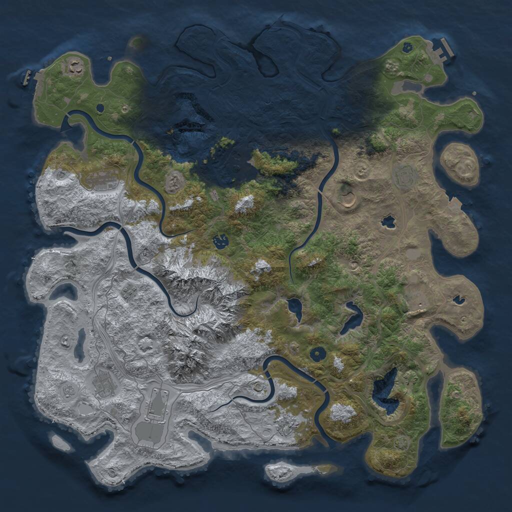 Rust Map: Procedural Map, Size: 5000, Seed: 2055406723, 17 Monuments