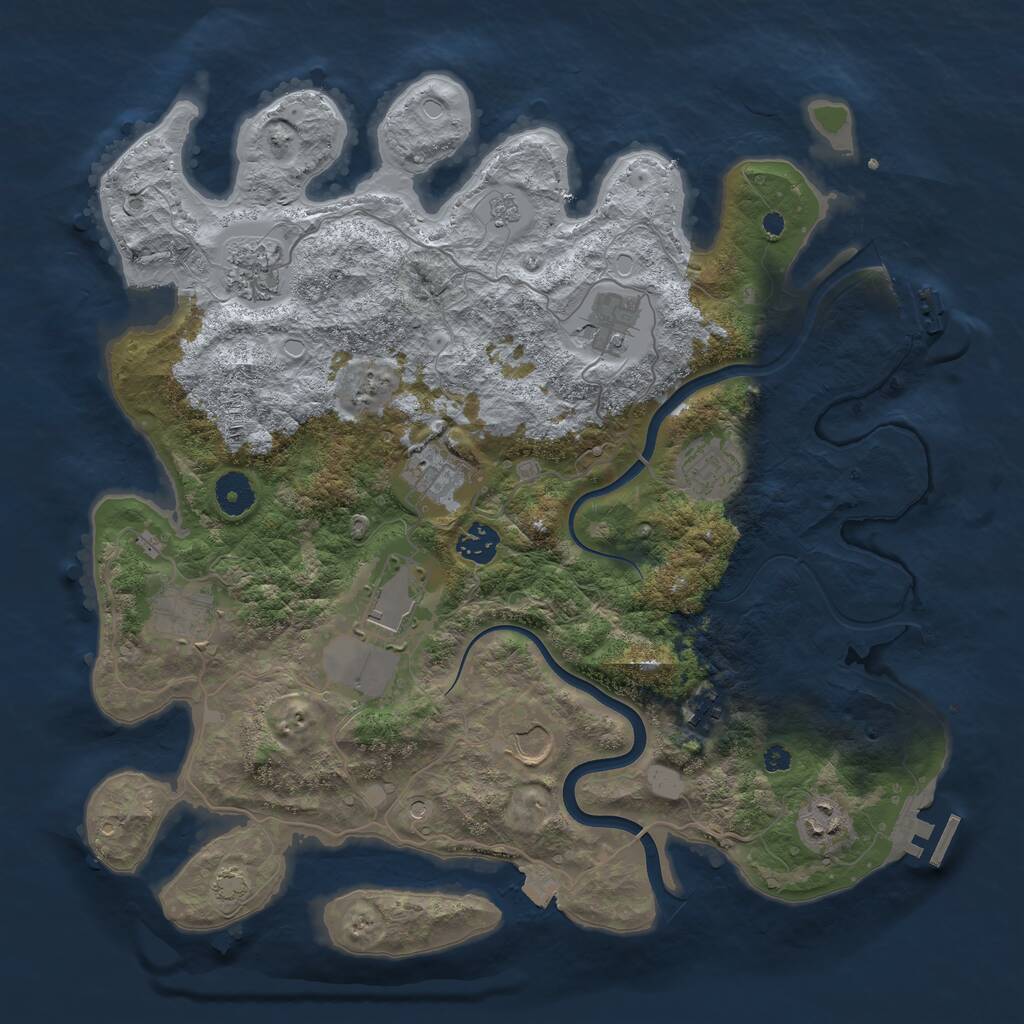 Rust Map: Procedural Map, Size: 3800, Seed: 487445, 16 Monuments