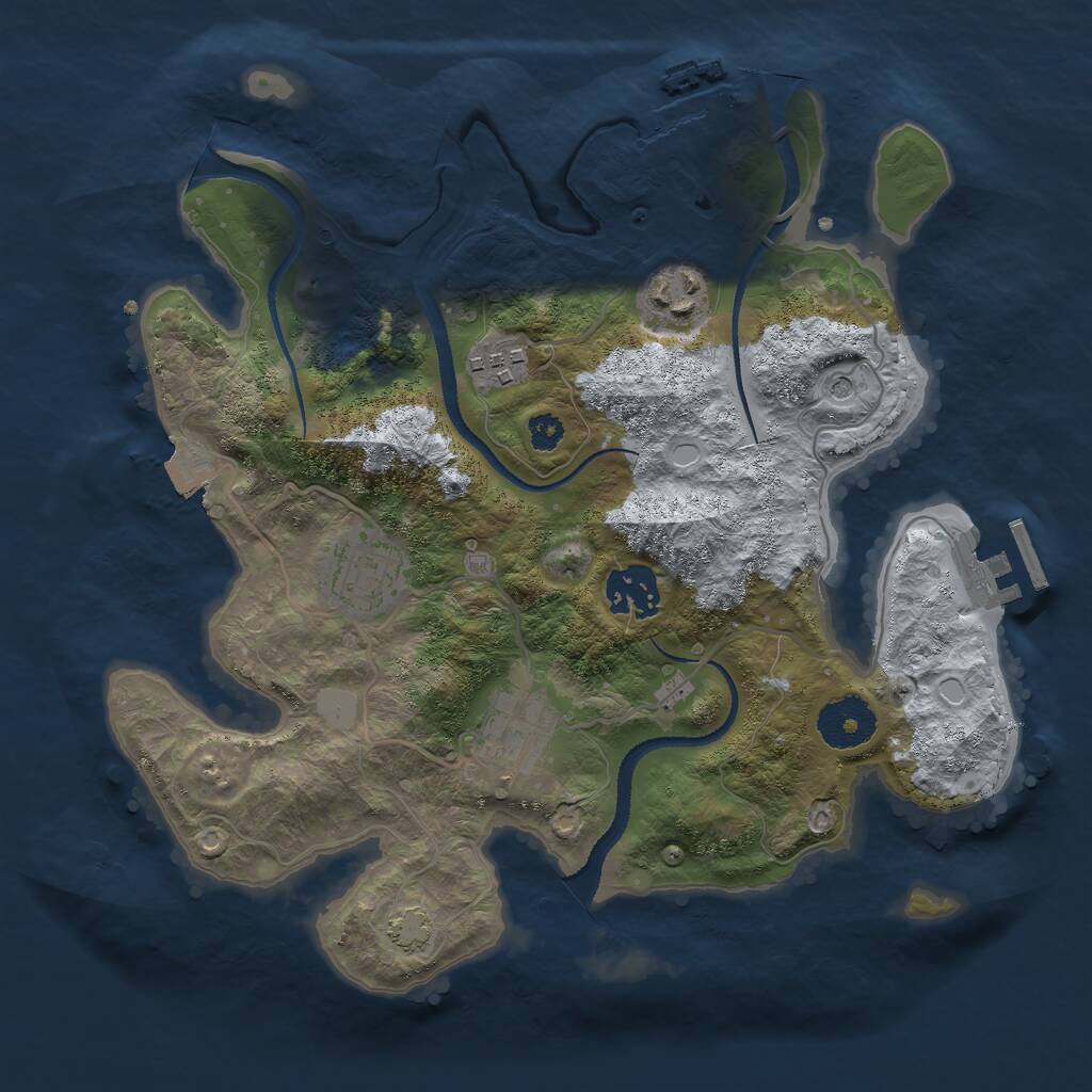 Rust Map: Procedural Map, Size: 3000, Seed: 1230249954, 10 Monuments