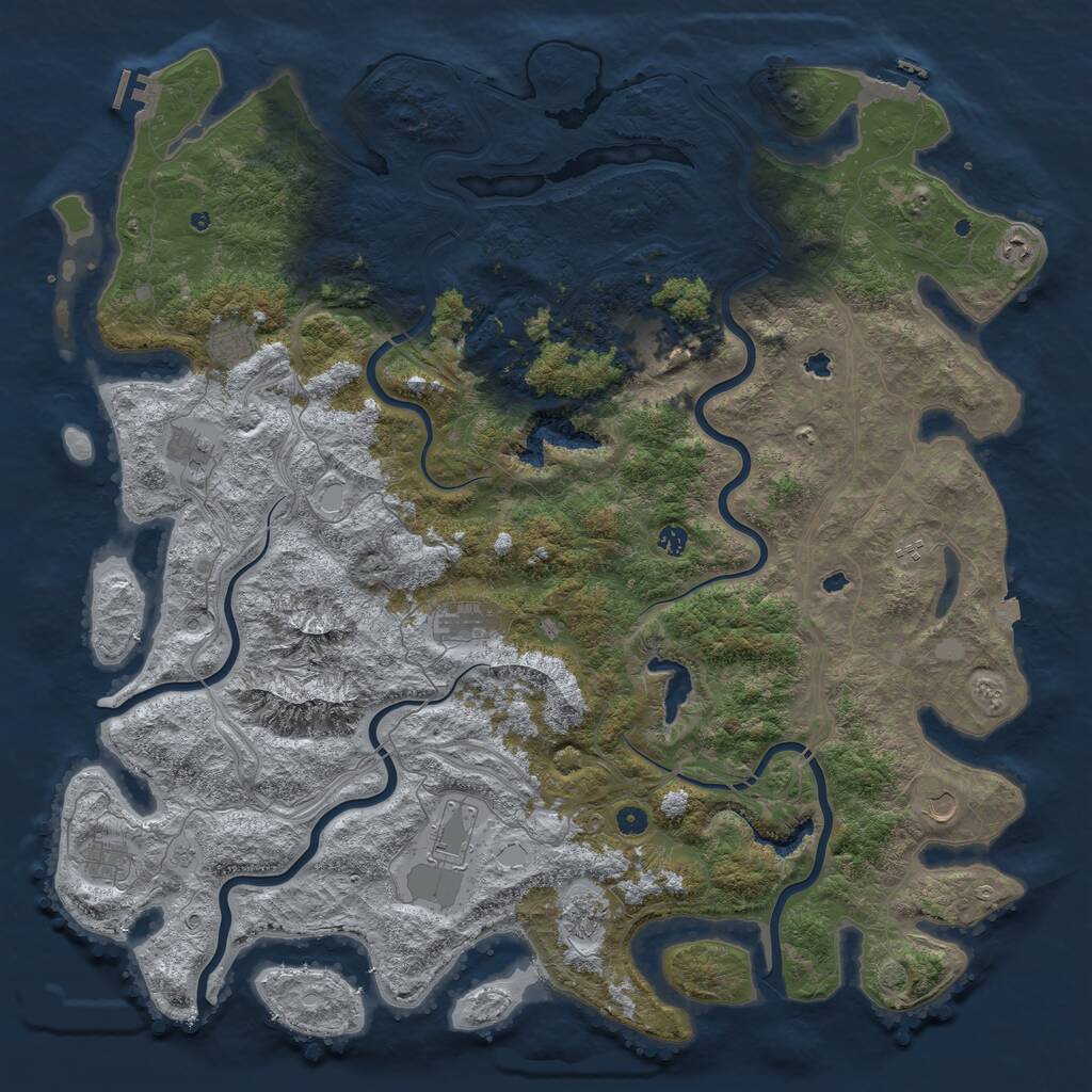 Rust Map: Procedural Map, Size: 5500, Seed: 733869849, 17 Monuments