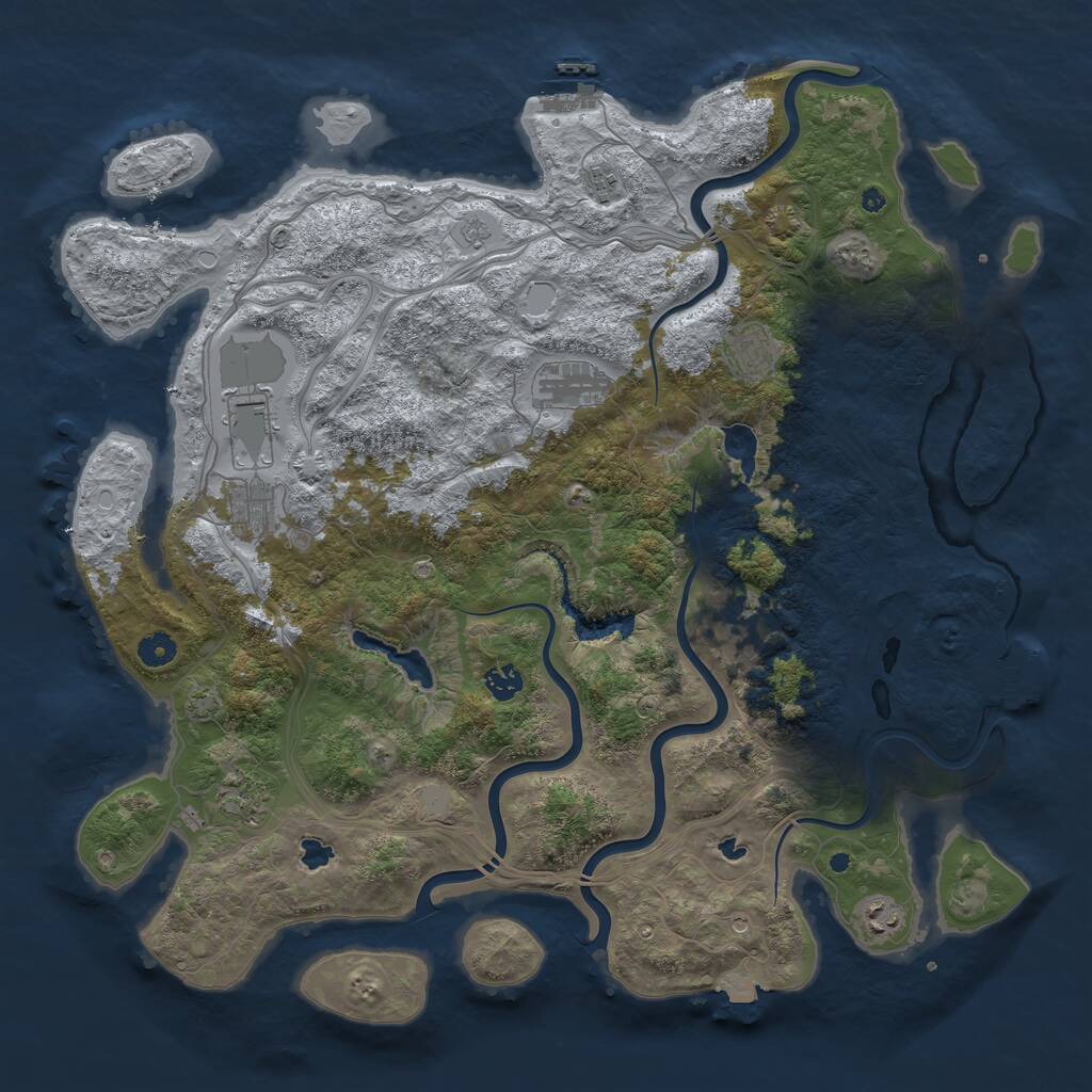 Rust Map: Procedural Map, Size: 4500, Seed: 76442, 15 Monuments