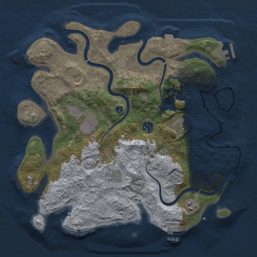 Rust Map: Procedural Map, Size: 3500, Seed: 333153256, 13 Monuments