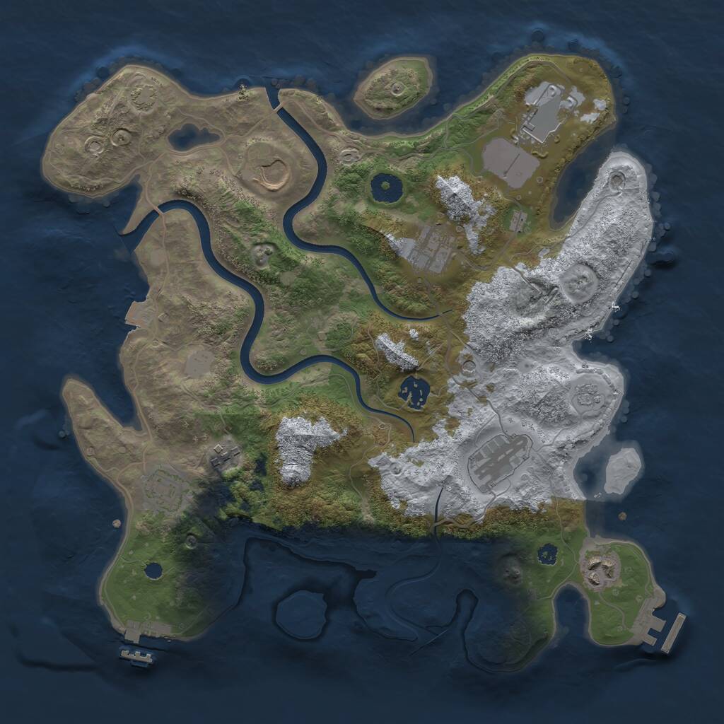 Rust Map: Procedural Map, Size: 3500, Seed: 394202277, 14 Monuments