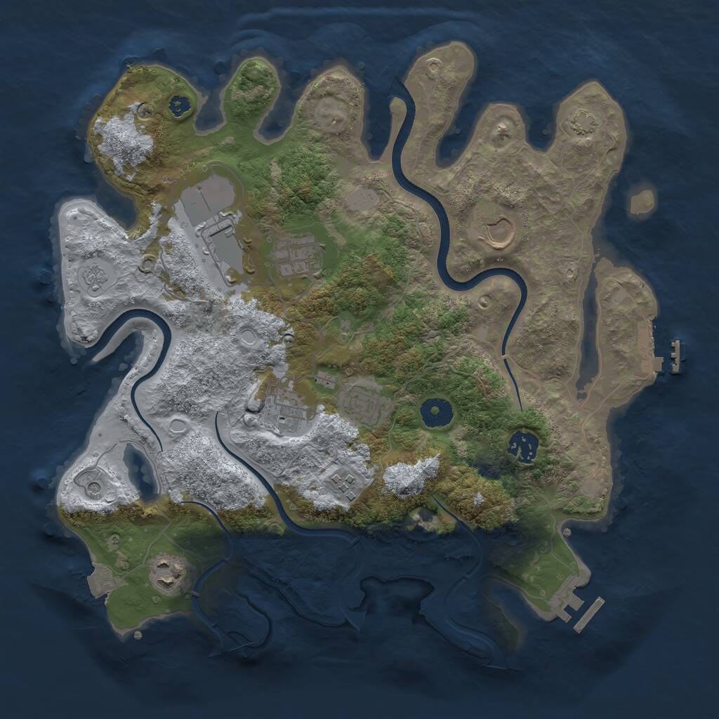 Rust Map: Procedural Map, Size: 3500, Seed: 1793124160, 14 Monuments