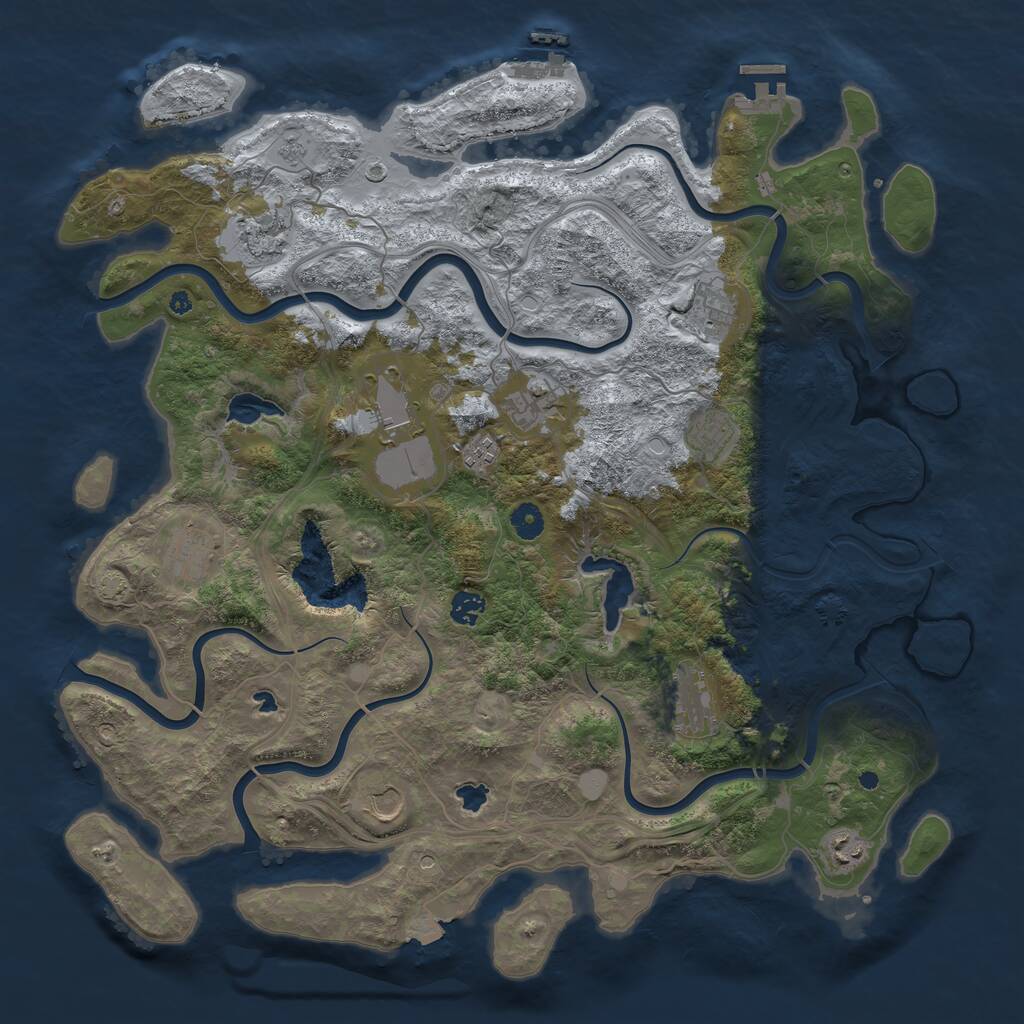 Rust Map: Procedural Map, Size: 4500, Seed: 1026768454, 17 Monuments