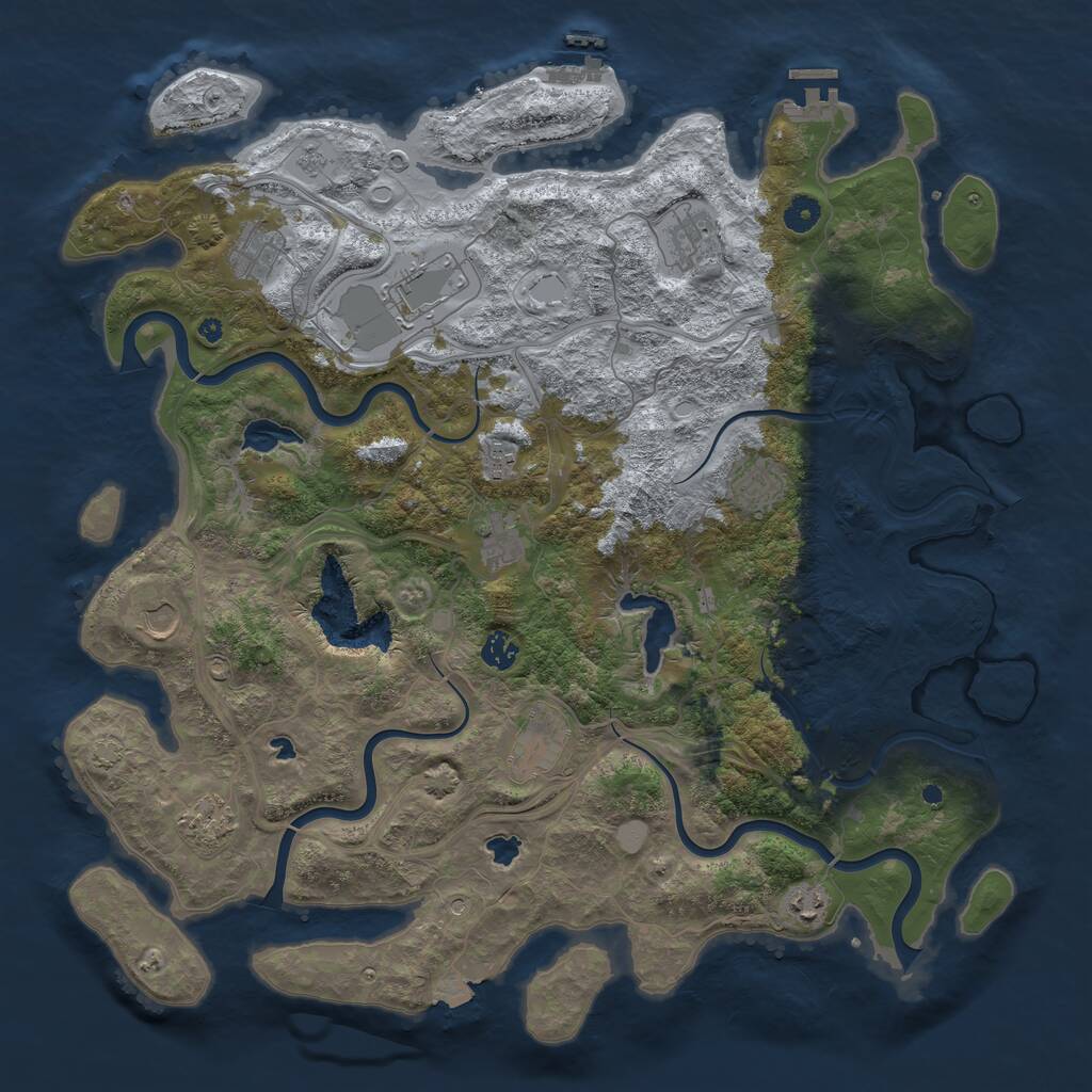 Rust Map: Procedural Map, Size: 4500, Seed: 1026768454, 17 Monuments