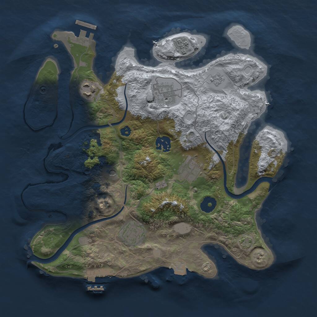 Rust Map: Procedural Map, Size: 3000, Seed: 827379887, 12 Monuments