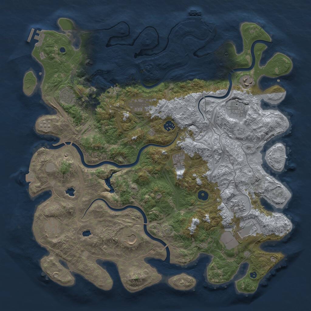 Rust Map: Procedural Map, Size: 4500, Seed: 433647519, 17 Monuments
