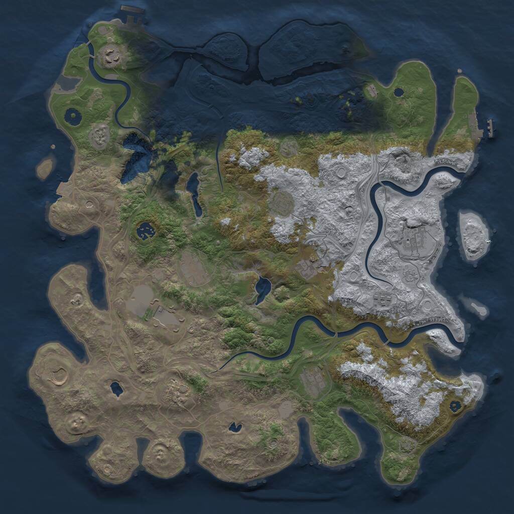 Rust Map: Procedural Map, Size: 4500, Seed: 443692818, 17 Monuments