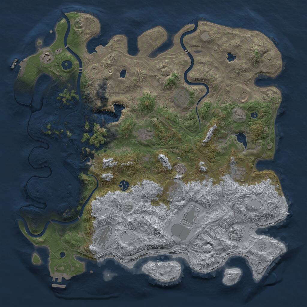 Rust Map: Procedural Map, Size: 4500, Seed: 890198495, 17 Monuments