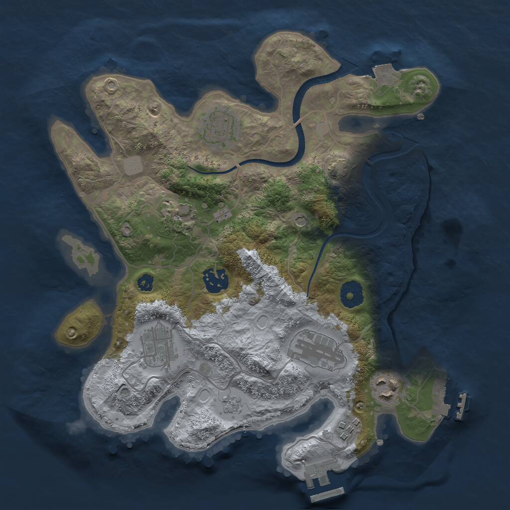 Rust Map: Procedural Map, Size: 3000, Seed: 876764, 13 Monuments