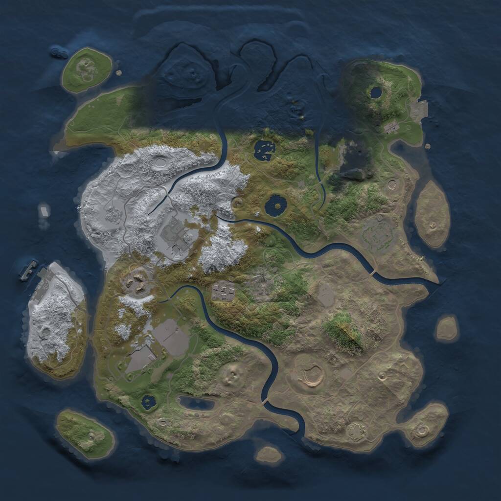 Rust Map: Procedural Map, Size: 3500, Seed: 126598, 13 Monuments