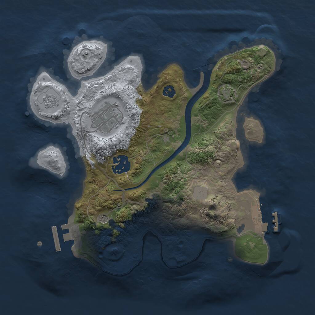 Rust Map: Procedural Map, Size: 2500, Seed: 590237, 8 Monuments