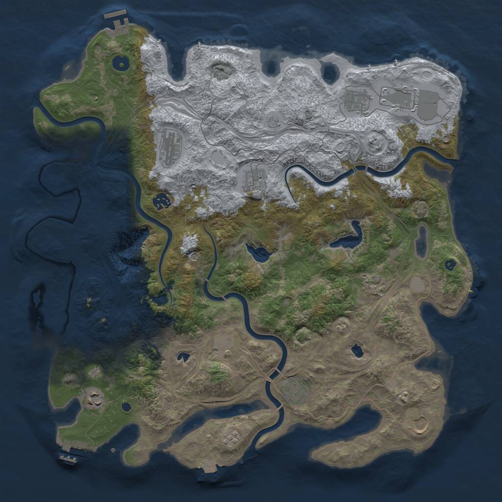 Rust Map: Procedural Map, Size: 4500, Seed: 1908431395, 17 Monuments